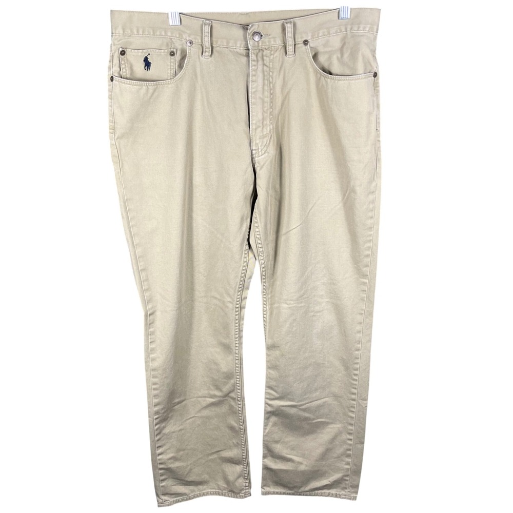 Polo Ralph Lauren 650 Straight Pants Mens 36 Khaki Tan Cotton Dungarees